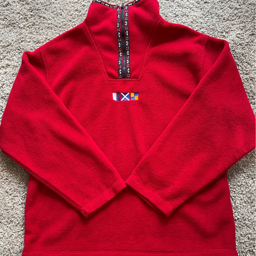 Womens Solid Red Fleece Jacket. Medium. Nautical … - image 1